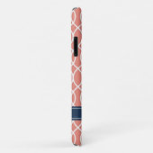 Mit Monogramm Navy Blue Pink Lattice Muster Case-Mate iPhone Hülle (Hinten/Rechts)