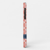 Mit Monogramm Navy Blue Pink Lattice Muster Case-Mate iPhone Hülle (Hinten/Links)