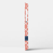 Mit Monogramm Navy Blue Pink Lattice Muster Case-Mate iPhone Hülle (Rückseite / Links)