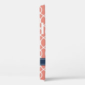 Mit Monogramm Navy Blue Pink Lattice Muster Case-Mate iPhone Hülle (Rückseite / Rechts)