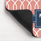 Mit Monogramm Navy Blue Pink Lattice Muster Mousepad (Ecke)