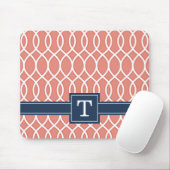 Mit Monogramm Navy Blue Pink Lattice Muster Mousepad (Mit Mouse)