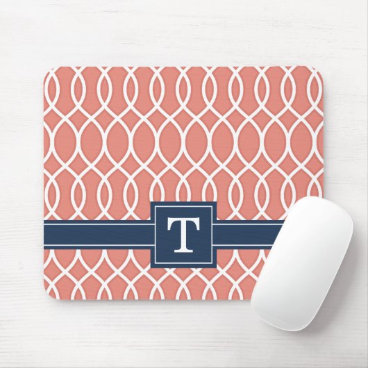 Mit Monogramm Navy Blue Pink Lattice Muster Mousepad (Mit Mouse)