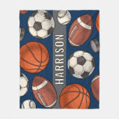 Mit Monogramm Navy-Blue-Sport Fleecedecke (Vorderseite)