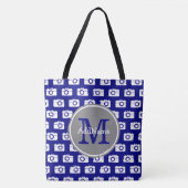 Mit Monogramm Navy Camera-Muster mit Individuelle  Tasche (Vorderseite)
