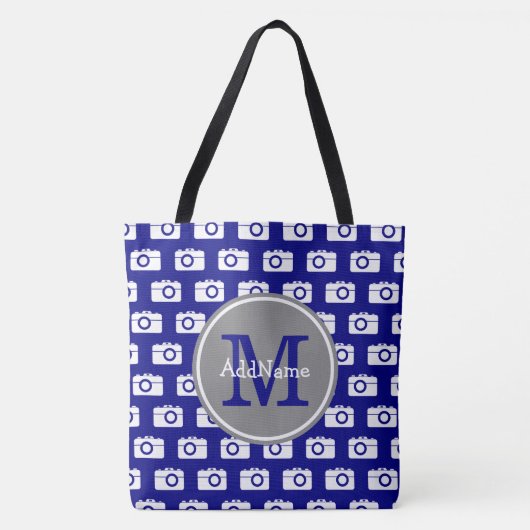 Mit Monogramm Navy Camera-Muster mit Individuelle  Tasche (Vorderseite)