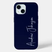 Mit Monogramm Navy Case-Mate iPhone Hülle (Rückseite)