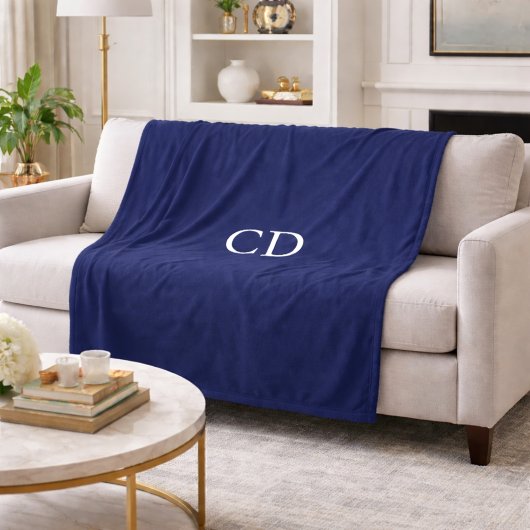 Mit Monogramm Navy-Weiß-Initialen Fleecedecke