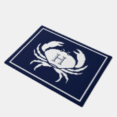 Mit Monogramm Navy White Crab Nautical Doormat Fußmatte (Schrägansicht)
