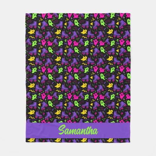 Mit Monogramm Neon Ghosts und Skate Halloween Fleecedecke (Vorderseite)