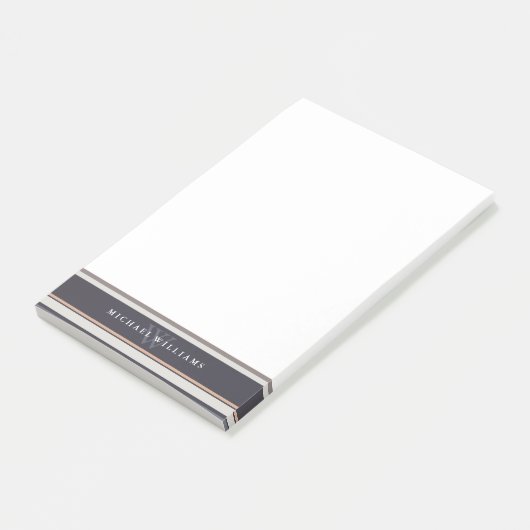Mit Monogramm neutrale Streifen Post-it Klebezettel (angewinkelt)