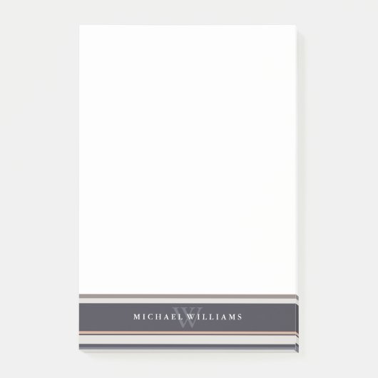 Mit Monogramm neutrale Streifen Post-it Klebezettel (Vorderseite)