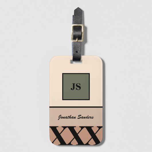 Mit Monogramm neutraler Maskulinstag Gepäckanhänger (Vorderseite Vertikal)