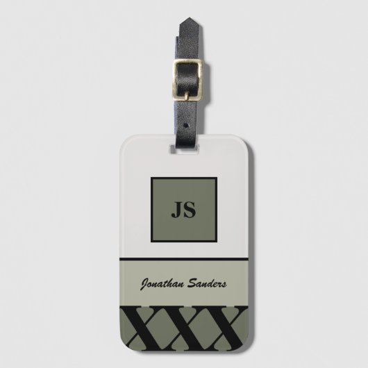 Mit Monogramm neutraler Maskulinstag Gepäckanhänger (Vorderseite Vertikal)