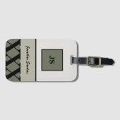 Mit Monogramm neutraler Maskulinstag Gepäckanhänger (Vorderseite (Horizontal))
