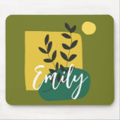 Mit Monogramm niedliche abstrakte und naturgrüne S Mousepad (Vorne)