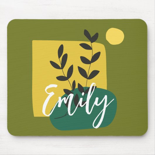 Mit Monogramm niedliche abstrakte und naturgrüne S Mousepad (Vorne)