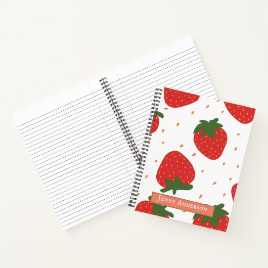 Mit Monogramm niedliche Erdbeeren Notizblock (Innenseite)
