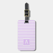 Mit Monogramm niedliche Leicht-Lavendelstreifen Gepäckanhänger (Vorderseite vertikal)