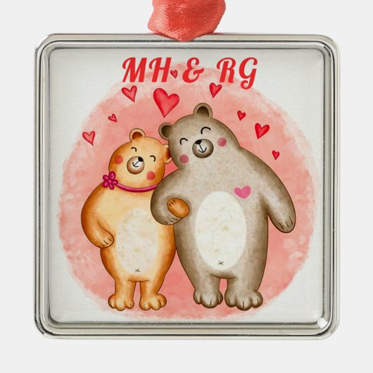 Mit Monogramm Niedliche Liebe Ornament Aus Metall (Vorne)