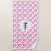 Mit Monogramm Niedliche Pink Pig Pattern Girls Strandtuch (Vorderseite)