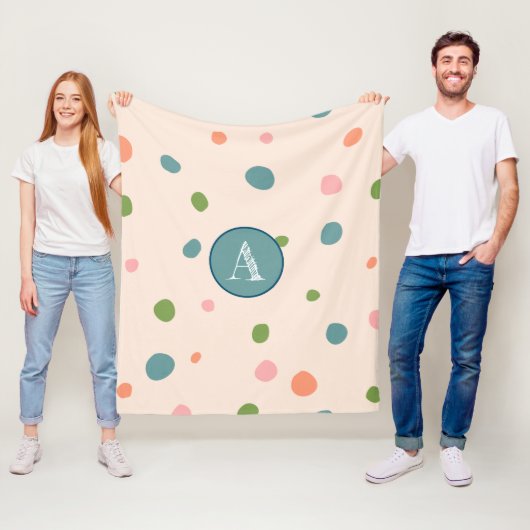 Mit Monogramm niedliche Polka-Punkte rosa Fleecedecke (Beispiel)