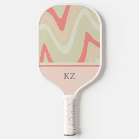 Mit Monogramm niedliche Retro-Rosa-Initialen Pickleball Schläger (Vorderseite)