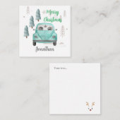 Mit Monogramm niedliche Weihnachtsbäume und Autobl Mitteilungskarte (Vorne/Hinten)