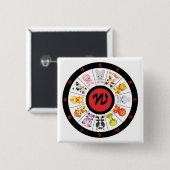 Mit Monogramm niedlicher chinesischer Button (Vorne & Hinten)