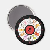 Mit Monogramm Niedlicher chinesischer Zodiakonzirk Magnet (Vorderseite/Rückseite)