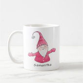 Mit Monogramm Niedlicher Gnome - Rosa und Weiß Kaffeetasse (Links)