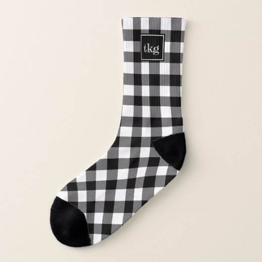 Mit Monogramm niedlicher Schwarzweiss-Büffel Socken (Links - Außen)