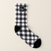 Mit Monogramm niedlicher Schwarzweiss-Büffel Socken (Links - Innen)