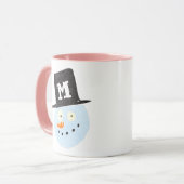 Mit Monogramm niedlicher Wasserfarbenschneemann si Tasse (Vorderseite Links)