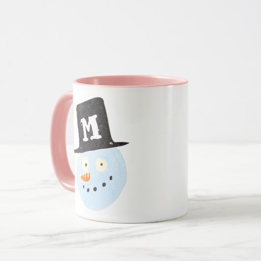 Mit Monogramm niedlicher Wasserfarbenschneemann si Tasse (Vorderseite Links)