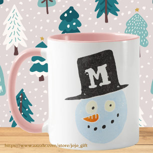 Mit Monogramm niedlicher Wasserfarbenschneemann si Tasse