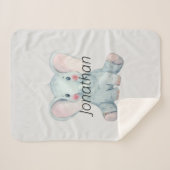 Mit Monogramm niedliches Aquarell-Elefant Kinderzi Sherpadecke (Vorderseite (Horizontal))