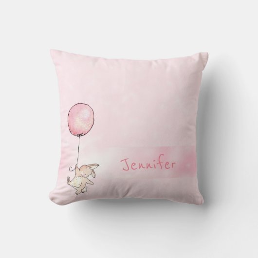 Mit Monogramm Niedliches Baby-Kaninchen für Girl-P Kissen (Vorderseite)