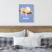 Mit Monogramm Niedliches Baby-Sloth auf Tree-Kinde Leinwanddruck (Insitu (Schlafzimmer))