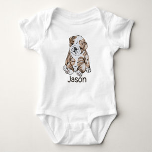 mit Monogramm Niedliches Englisch Bulldog Animal  Baby Strampler