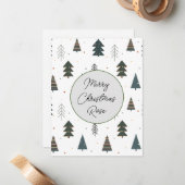 Mit Monogramm Niedliches Pinienmuster grün Mitteilungskarte (Vorderseite/Rückseite Beispiel)