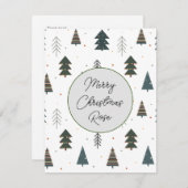 Mit Monogramm Niedliches Pinienmuster grün Mitteilungskarte (Vorne/Hinten)