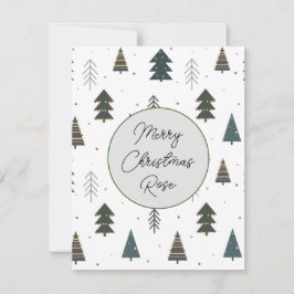 Mit Monogramm Niedliches Pinienmuster grün Mitteilungskarte