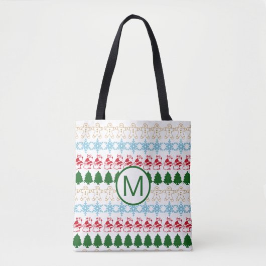 Mit Monogramm Niedliches Weihnachtsfest-Muster Tasche (Vorderseite)