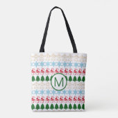Mit Monogramm Niedliches Weihnachtsfest-Muster Tasche (Rückseite)