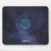 Mit Monogramm Night Sky Abstrakt Globe Mousepad (Vorne)
