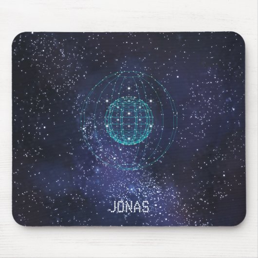 Mit Monogramm Night Sky Abstrakt Globe Mousepad (Vorne)