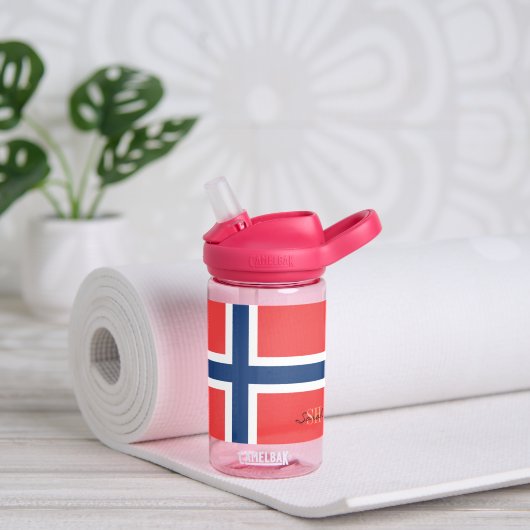 Mit Monogramm Norwegen, norwegische Flagge, Kinder Trinkflasche (Yoga)