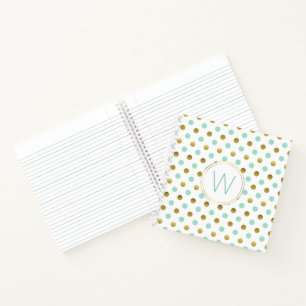 Mit Monogramm Notebook mit Gold- und Mini-Polka-Do Notizblock