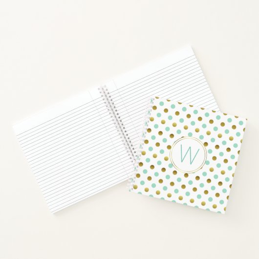 Mit Monogramm Notebook mit Gold- und Mini-Polka-Do Notizblock (Innenseite)